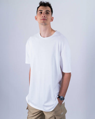 Model is 6'7", 195 lbs, wearing size L