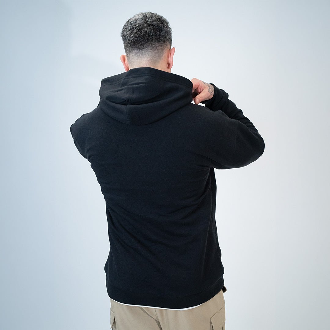 DROP SHOULDER HOODIE FOR TALL MEN — BLACK