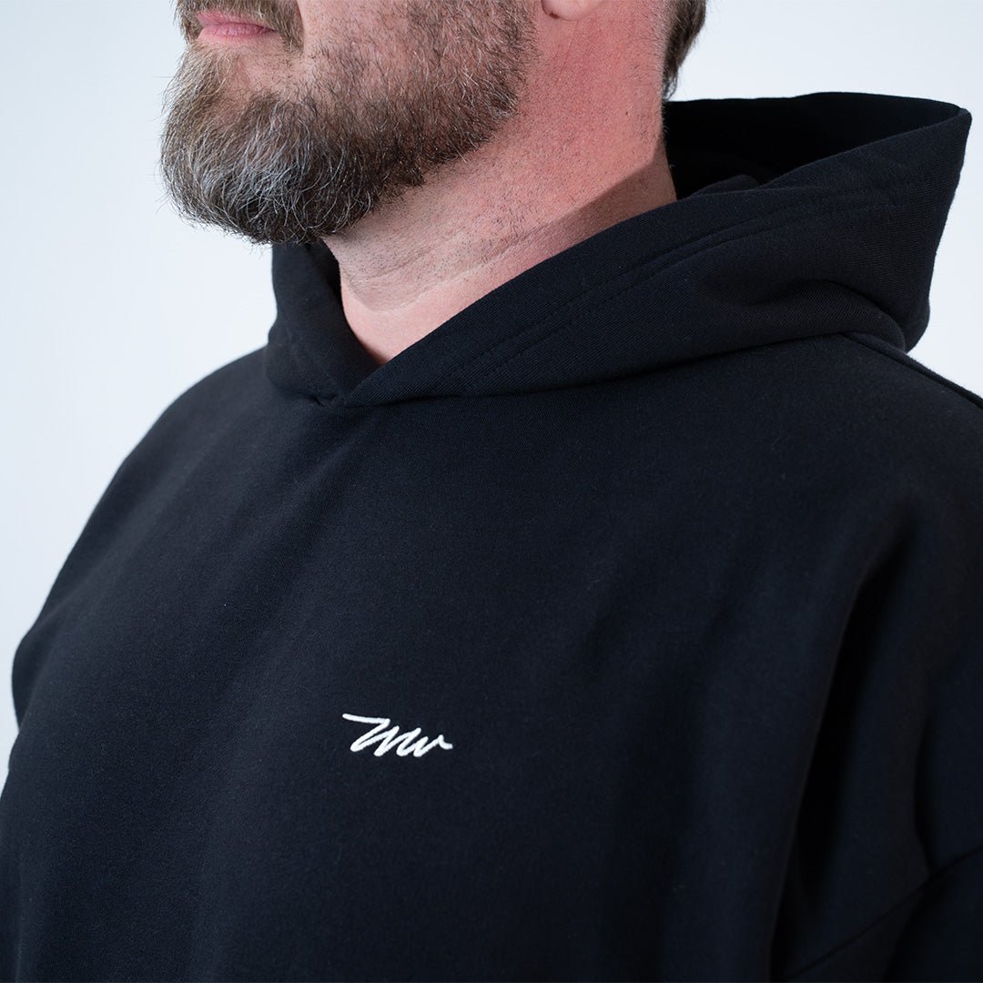 DROP SHOULDER HOODIE FOR TALL MEN — BLACK