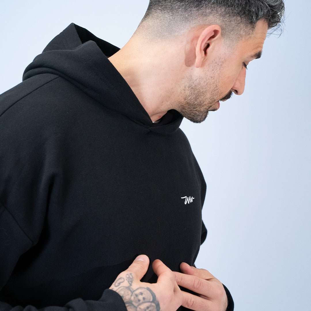 DROP SHOULDER HOODIE FOR TALL MEN — BLACK