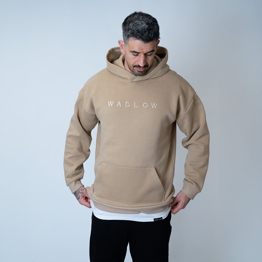 HEAVY 2 TONE HOODIE FOR TALL MEN — BEIGE