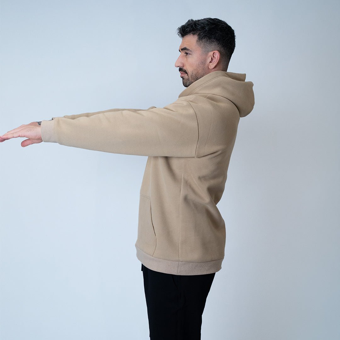 HEAVY 2 TONE HOODIE FOR TALL MEN — BEIGE