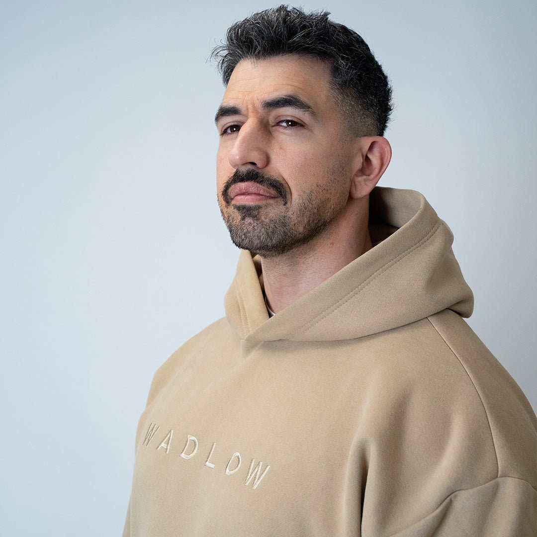 HEAVY 2 TONE HOODIE FOR TALL MEN — BEIGE